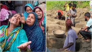 গোপালগঞ্জে পাশাপাশি কবরে মা, তিন শিশু সন্তান ও ভাইয়ের দাফন